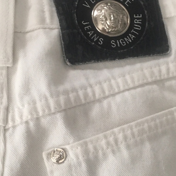 Versace White Jeans Signature high waist 27" hips 29" length 31-32 skinny - Picture 2 of 15